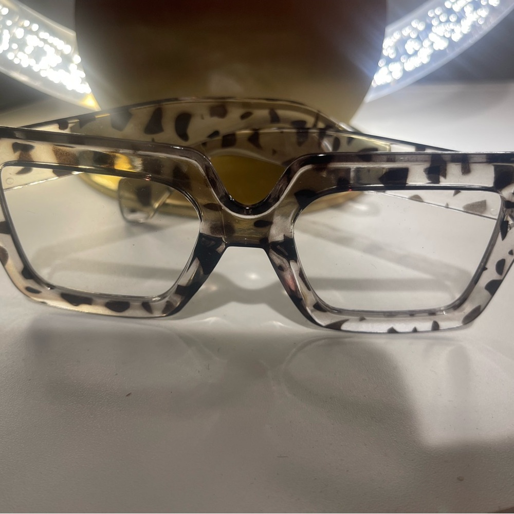 Leopard Print Square Glasses